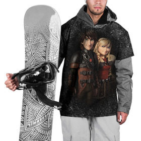 Накидка на куртку 3D с принтом Викинг и Астрид в Курске, 100% полиэстер |  | how to train your dragon | беззубик | викинги | дракон | как приручить дракона | ночная фурия