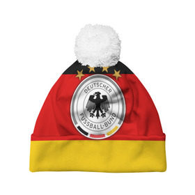 Шапка 3D c помпоном с принтом Сборная Германии флаг в Курске, 100% полиэстер | универсальный размер, печать по всей поверхности изделия | германия | европы | мира | чемпионат | чм