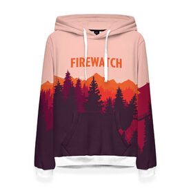 Женская толстовка 3D с принтом FIREWATCH в Курске, 100% полиэстер  | двухслойный капюшон со шнурком для регулировки, мягкие манжеты на рукавах и по низу толстовки, спереди карман-кенгуру с мягким внутренним слоем. | art | campo santo | firewatch | game | горы | закат | игра | лес | пейзаж | пожарный дозор | солнце | холмы