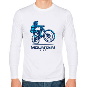 Мужской лонгслив хлопок с принтом Велосипед в Курске, 100% хлопок |  | downhill | байк | велосипед | велоспорт | горный | горы | спорт