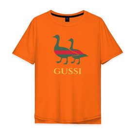 Мужская футболка хлопок Oversize с принтом Gussi GG в Курске, 100% хлопок | свободный крой, круглый ворот, “спинка” длиннее передней части | gucci | gussi | гуси | гучи