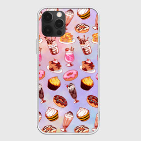 Чехол для iPhone 12 Pro Max с принтом Очень Сладкий Паттерн в Курске, Силикон |  | блины | вкусняшка | еда | кекс | клубника | коктейль | мороженое | панкейк | пончик | сладости