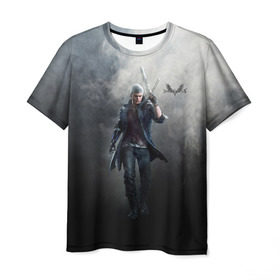 Мужская футболка 3D с принтом Devil May Cry 5 в Курске, 100% полиэфир | прямой крой, круглый вырез горловины, длина до линии бедер | cry | dante | devil | dmc | game | may | данте | дьявол | игра | слэшер | экшн