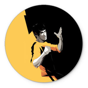 Коврик круглый с принтом Bruce Lee в Курске, резина и полиэстер | круглая форма, изображение наносится на всю лицевую часть | bruce lee | актер | боец | воин | звезда | карате