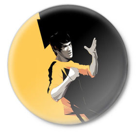 Значок с принтом Bruce Lee в Курске,  металл | круглая форма, металлическая застежка в виде булавки | bruce lee | актер | боец | воин | звезда | карате