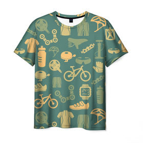 Мужская футболка 3D с принтом Велосипедист в Курске, 100% полиэфир | прямой крой, круглый вырез горловины, длина до линии бедер | bicycle | bike | road | speed | sport | вело | велосипед | велосипедист | гонщик | дорога | здоровье | педали | сила | скорость | спорт | трасса | шлем