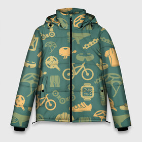Мужская зимняя куртка 3D с принтом Велосипедист в Курске, верх — 100% полиэстер; подкладка — 100% полиэстер; утеплитель — 100% полиэстер | длина ниже бедра, свободный силуэт Оверсайз. Есть воротник-стойка, отстегивающийся капюшон и ветрозащитная планка. 

Боковые карманы с листочкой на кнопках и внутренний карман на молнии. | Тематика изображения на принте: bicycle | bike | road | speed | sport | вело | велосипед | велосипедист | гонщик | дорога | здоровье | педали | сила | скорость | спорт | трасса | шлем