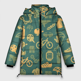 Женская зимняя куртка 3D с принтом Велосипедист в Курске, верх — 100% полиэстер; подкладка — 100% полиэстер; утеплитель — 100% полиэстер | длина ниже бедра, силуэт Оверсайз. Есть воротник-стойка, отстегивающийся капюшон и ветрозащитная планка. 

Боковые карманы с листочкой на кнопках и внутренний карман на молнии | bicycle | bike | road | speed | sport | вело | велосипед | велосипедист | гонщик | дорога | здоровье | педали | сила | скорость | спорт | трасса | шлем