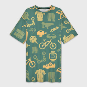 Платье-футболка 3D с принтом Велосипедист в Курске,  |  | bicycle | bike | road | speed | sport | вело | велосипед | велосипедист | гонщик | дорога | здоровье | педали | сила | скорость | спорт | трасса | шлем