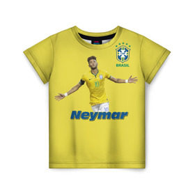 Детская футболка 3D с принтом Неймар в Курске, 100% гипоаллергенный полиэфир | прямой крой, круглый вырез горловины, длина до линии бедер, чуть спущенное плечо, ткань немного тянется | neymar | неймар | сборная бразилии | футбол
