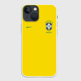 Чехол для iPhone 13 mini с принтом Бразилия форма (без надписи сзади) в Курске,  |  | Тематика изображения на принте: brasil | championship | cup | football | team | world |  чемпионат мира | бразилии | бразилия | форма | футбол | чм