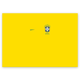 Поздравительная открытка с принтом Бразилия форма (без надписи сзади) в Курске, 100% бумага | плотность бумаги 280 г/м2, матовая, на обратной стороне линовка и место для марки
 | Тематика изображения на принте: brasil | championship | cup | football | team | world |  чемпионат мира | бразилии | бразилия | форма | футбол | чм