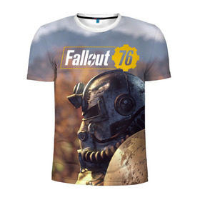 Мужская футболка 3D спортивная с принтом Fallout 76 в Курске, 100% полиэстер с улучшенными характеристиками | приталенный силуэт, круглая горловина, широкие плечи, сужается к линии бедра | fallout | fallout 76 | future | rpg | valt tec | war | wasteland | будущее | война | костюм | постапокалипсис | рпг | фалаут | фолаут | фоллаут | фолыч | ядерная пустошь