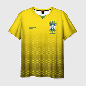 Мужская футболка 3D с принтом Форма Бразилии с текстурой в Курске, 100% полиэфир | прямой крой, круглый вырез горловины, длина до линии бедер | Тематика изображения на принте: 