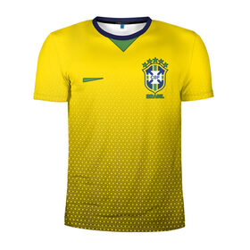 Мужская футболка 3D спортивная с принтом Форма Бразилии с текстурой в Курске, 100% полиэстер с улучшенными характеристиками | приталенный силуэт, круглая горловина, широкие плечи, сужается к линии бедра | Тематика изображения на принте: 