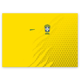 Поздравительная открытка с принтом Бразилия форма с узором в Курске, 100% бумага | плотность бумаги 280 г/м2, матовая, на обратной стороне линовка и место для марки
 | brasil | brazilian | cup | fifa | footbal | national | soccer | time | world | бразилия | сборная бразилии | сетка | соты | футбол | футбольная форма
