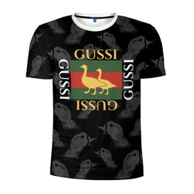 Мужская футболка 3D спортивная с принтом Гуси в Курске, 100% полиэстер с улучшенными характеристиками | приталенный силуэт, круглая горловина, широкие плечи, сужается к линии бедра | Тематика изображения на принте: gucci | gussi | гуси | гусь | гучи