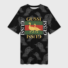 Платье-футболка 3D с принтом Гуси в Курске,  |  | Тематика изображения на принте: gucci | gussi | гуси | гусь | гучи