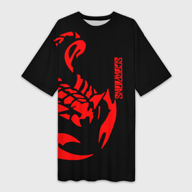 Платье-футболка 3D с принтом Scorpions в Курске,  |  | scorpions | группа | скорпионс | хард | хардрок