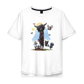 Мужская футболка хлопок Oversize с принтом Зомби-ангел в Курске, 100% хлопок | свободный крой, круглый ворот, “спинка” длиннее передней части | 