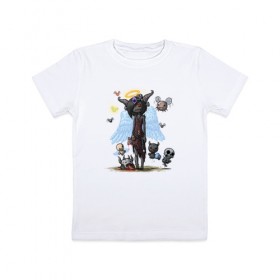 Детская футболка хлопок с принтом Зомби-ангел в Курске, 100% хлопок | круглый вырез горловины, полуприлегающий силуэт, длина до линии бедер | 