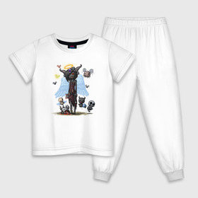 Детская пижама хлопок с принтом Зомби-ангел в Курске, 100% хлопок |  брюки и футболка прямого кроя, без карманов, на брюках мягкая резинка на поясе и по низу штанин
 | 