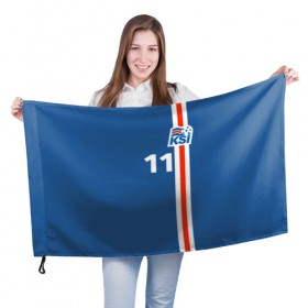 Флаг 3D с принтом KSI 11 A.FINNBOGASSON в Курске, 100% полиэстер | плотность ткани — 95 г/м2, размер — 67 х 109 см. Принт наносится с одной стороны | fc | football | football club | iceland | sport | исландия | сборная исландии | спорт | спортивные | униформа | фирменные цвета | фк | футбол | футбольный клуб