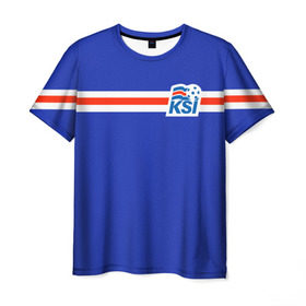 Мужская футболка 3D с принтом KSI ICELAND SPORT в Курске, 100% полиэфир | прямой крой, круглый вырез горловины, длина до линии бедер | fc | football | football club | iceland | ksi | sport | исландия | сборная исландии | спорт | спортивные | униформа | фирменные цвета | фк | футбол | футбольный клуб