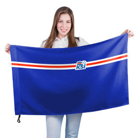 Флаг 3D с принтом KSI ICELAND SPORT в Курске, 100% полиэстер | плотность ткани — 95 г/м2, размер — 67 х 109 см. Принт наносится с одной стороны | fc | football | football club | iceland | ksi | sport | исландия | сборная исландии | спорт | спортивные | униформа | фирменные цвета | фк | футбол | футбольный клуб
