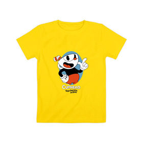 Детская футболка хлопок с принтом Cuphead (4) в Курске, 100% хлопок | круглый вырез горловины, полуприлегающий силуэт, длина до линии бедер | cuphead | game | retro | uphead