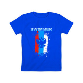 Детская футболка хлопок с принтом Swimmer в Курске, 100% хлопок | круглый вырез горловины, полуприлегающий силуэт, длина до линии бедер | пловец | пловчиха