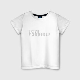 Детская футболка хлопок с принтом LOVE YOURSELF_2 в Курске, 100% хлопок | круглый вырез горловины, полуприлегающий силуэт, длина до линии бедер | Тематика изображения на принте: bangtan boys | bts | бантаны | бтс