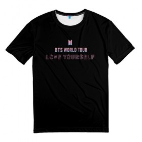 Мужская футболка 3D с принтом BTS WORLD TOUR_color в Курске, 100% полиэфир | прямой крой, круглый вырез горловины, длина до линии бедер | Тематика изображения на принте: bangtan boys | bts | бантаны | бтс