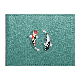 Обложка для студенческого билета с принтом Японские рыбки в Курске, натуральная кожа | Размер: 11*8 см; Печать на всей внешней стороне | Тематика изображения на принте: карпы | кои | рыбы | япония