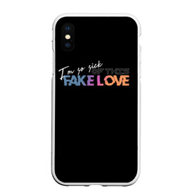 Чехол для iPhone XS Max матовый с принтом FAKE LOVE в Курске, Силикон | Область печати: задняя сторона чехла, без боковых панелей | bangtan boys | bts | бантаны | бтс