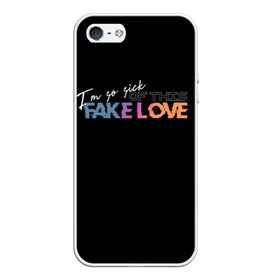 Чехол для iPhone 5/5S матовый с принтом FAKE LOVE в Курске, Силикон | Область печати: задняя сторона чехла, без боковых панелей | bangtan boys | bts | бантаны | бтс