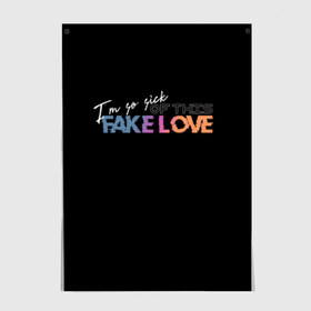 Постер с принтом FAKE LOVE в Курске, 100% бумага
 | бумага, плотность 150 мг. Матовая, но за счет высокого коэффициента гладкости имеет небольшой блеск и дает на свету блики, но в отличии от глянцевой бумаги не покрыта лаком | bangtan boys | bts | бантаны | бтс