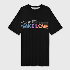 Платье-футболка 3D с принтом FAKE LOVE в Курске,  |  | Тематика изображения на принте: bangtan boys | bts | бантаны | бтс