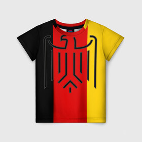 Детская футболка 3D с принтом German eagle в Курске, 100% гипоаллергенный полиэфир | прямой крой, круглый вырез горловины, длина до линии бедер, чуть спущенное плечо, ткань немного тянется | Тематика изображения на принте: герб | германский | немецкий | орел | флаг