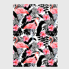 Скетчбук с принтом Pattern Flamingo в Курске, 100% бумага
 | 48 листов, плотность листов — 100 г/м2, плотность картонной обложки — 250 г/м2. Листы скреплены сверху удобной пружинной спиралью | 