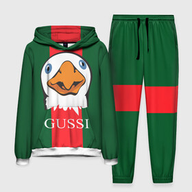 Мужской костюм 3D (с толстовкой) с принтом GUSSI в Курске,  |  | gucci | gussi ga ga ga | gussi gang | бренд | гусь | птица