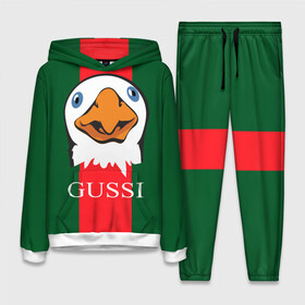 Женский костюм 3D (с толстовкой) с принтом GUSSI в Курске,  |  | gucci | gussi ga ga ga | gussi gang | бренд | гусь | птица