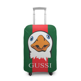 Чехол для чемодана 3D с принтом GUSSI в Курске, 86% полиэфир, 14% спандекс | двустороннее нанесение принта, прорези для ручек и колес | gucci | gussi ga ga ga | gussi gang | бренд | гусь | птица