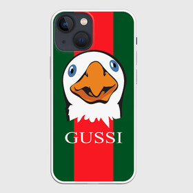 Чехол для iPhone 13 mini с принтом GUSSI в Курске,  |  | gucci | gussi ga ga ga | gussi gang | бренд | гусь | птица