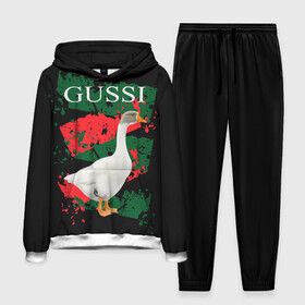 Мужской костюм 3D (с толстовкой) с принтом Gussi в Курске,  |  | Тематика изображения на принте: gucci | gussi ga ga ga | gussi gang | бренд | гусь | птица