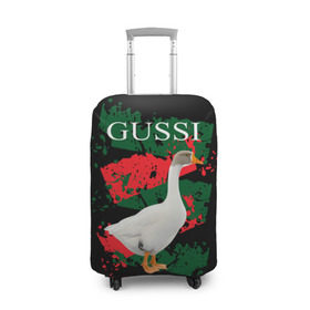 Чехол для чемодана 3D с принтом Gussi в Курске, 86% полиэфир, 14% спандекс | двустороннее нанесение принта, прорези для ручек и колес | gucci | gussi ga ga ga | gussi gang | бренд | гусь | птица