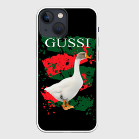 Чехол для iPhone 13 mini с принтом Gussi в Курске,  |  | gucci | gussi ga ga ga | gussi gang | бренд | гусь | птица