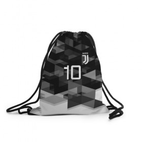 Рюкзак-мешок 3D с принтом JUVE 10 DYBALA в Курске, 100% полиэстер | плотность ткани — 200 г/м2, размер — 35 х 45 см; лямки — толстые шнурки, застежка на шнуровке, без карманов и подкладки | Тематика изображения на принте: fc | football | football club | juventus | sport | спорт | спортивные | униформа | фирменные цвета | фк | футбол | футбольный клуб | ювентус