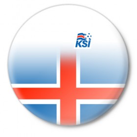 Значок с принтом KSI ICELAND SPORT в Курске,  металл | круглая форма, металлическая застежка в виде булавки | Тематика изображения на принте: 2019 | fc | football | football club | iceland | ksi | sport | исландия | кси | сборная исландии | спорт | спортивные | униформа | фирменные цвета | фк | футбол | футбольный клуб