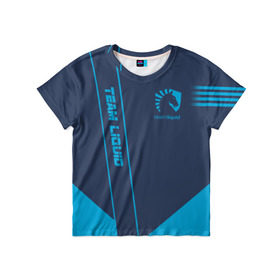 Детская футболка 3D с принтом TEAM LIQUID E-SPORT в Курске, 100% гипоаллергенный полиэфир | прямой крой, круглый вырез горловины, длина до линии бедер, чуть спущенное плечо, ткань немного тянется | 2019 | blue | cybersport | esport | liquid | logo | pro league | team | team liquid | киберспорт | логотип | тим ликвид | фирменные цвета